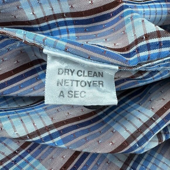 Tommy Bahama Men's XL 100% Silk Long Sleeve Button Up Blue Brown Dot Plaid Fall - Picture 6 of 9